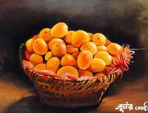 Rangoli of mangoes by Minar Patil
